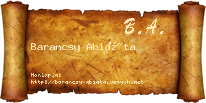 Barancsy Abiáta névjegykártya